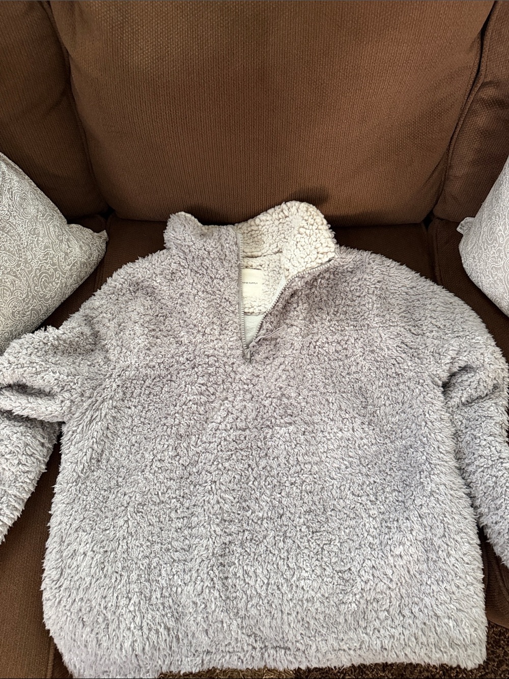 Thread and Supply Sherpa Grey Half Zip